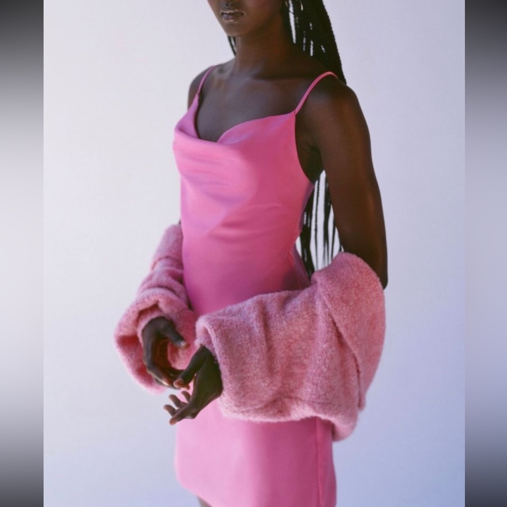 Urban Outfitters Cowl Neck Mini Dress Silk Pink XS